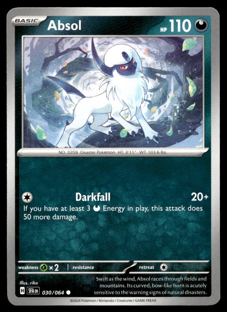 Absol 30/64 Pokemon Card Shrouded Fable Common 110 HP Near Mint NR