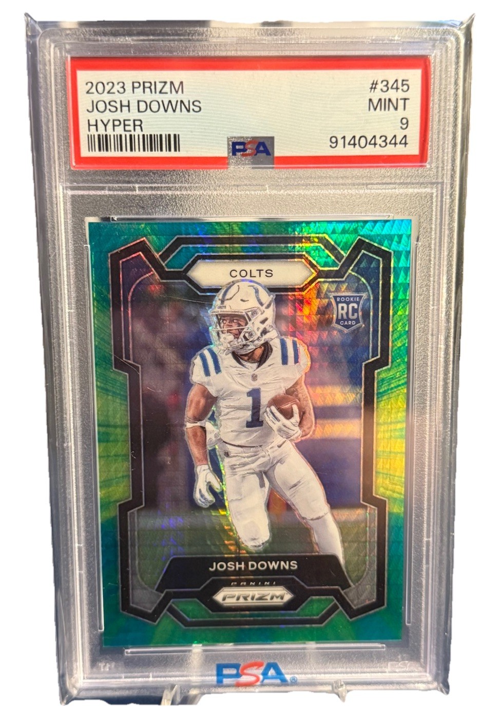 Josh Downs Hyper 118/175 2023 Panini Prizm #345 (RC) PSA 9 MINT