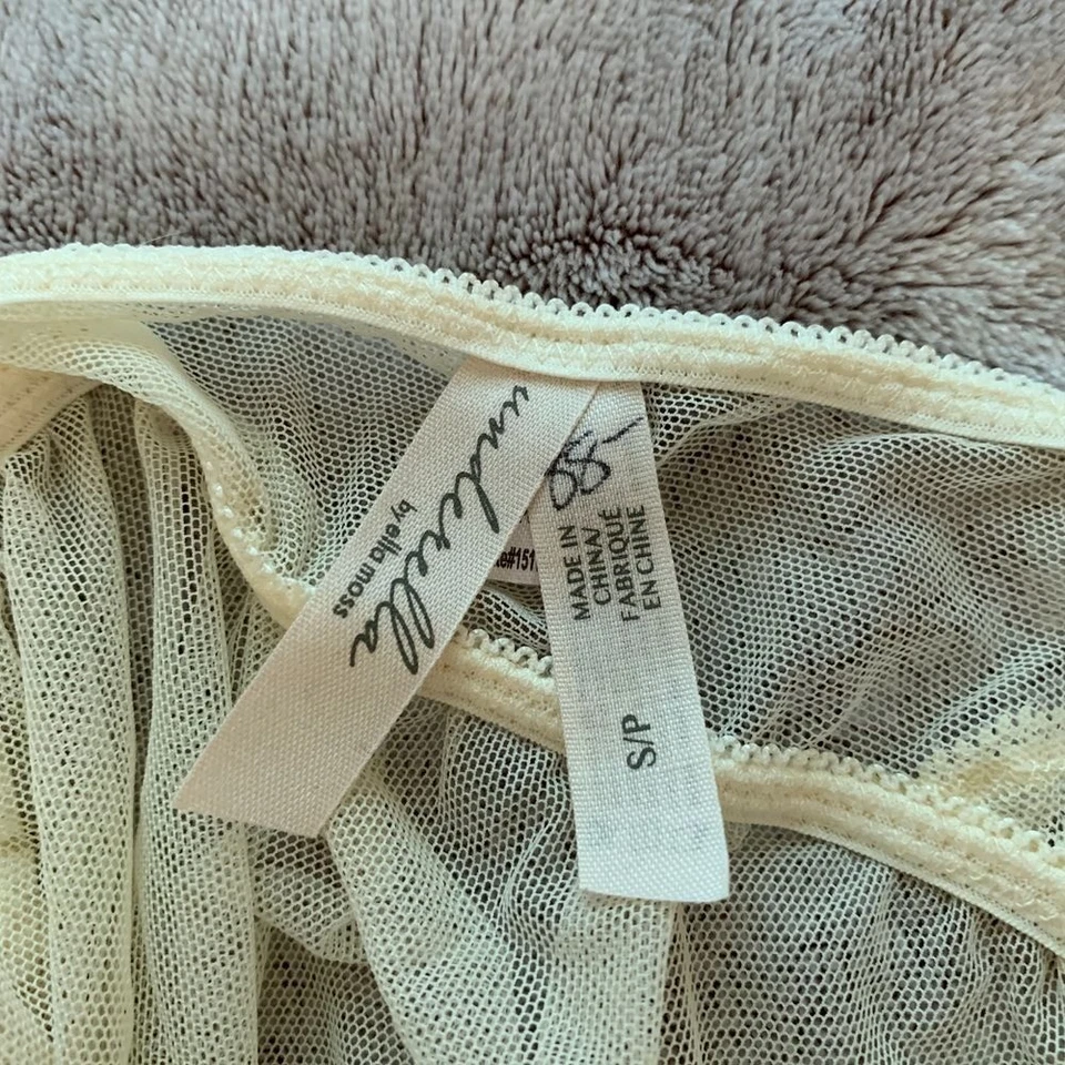 Underella by Ella Moss Lace Babydoll Lingerie Sheer Mesh Slip Dress Small Cream - Image 4 of 4