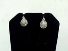 Sterling Silver 925 Green Jade Marcasite Teardrop Stud Earrings Vintage Style