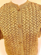 Gold Metallic Suit, 2 Pieces, Size M, Straight Skirt, Vintage