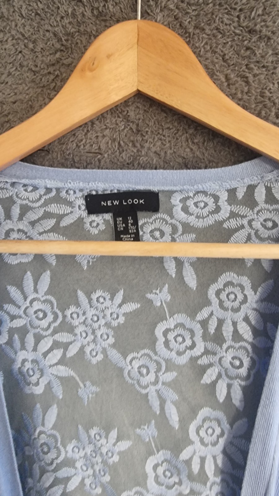 New Look Pale Blue Sheer Lace Back Cardigan UK 12 Lightweight Summer Holiday image 8