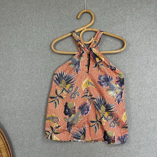 Zara Top Halter Floral Flower Size S Blue Floral