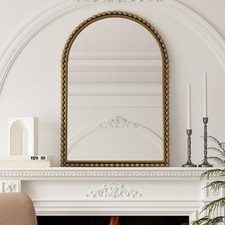 Gold Arched Wall Mirror, Decor Wall‑Mount for Bathroom Bedroom Entryway