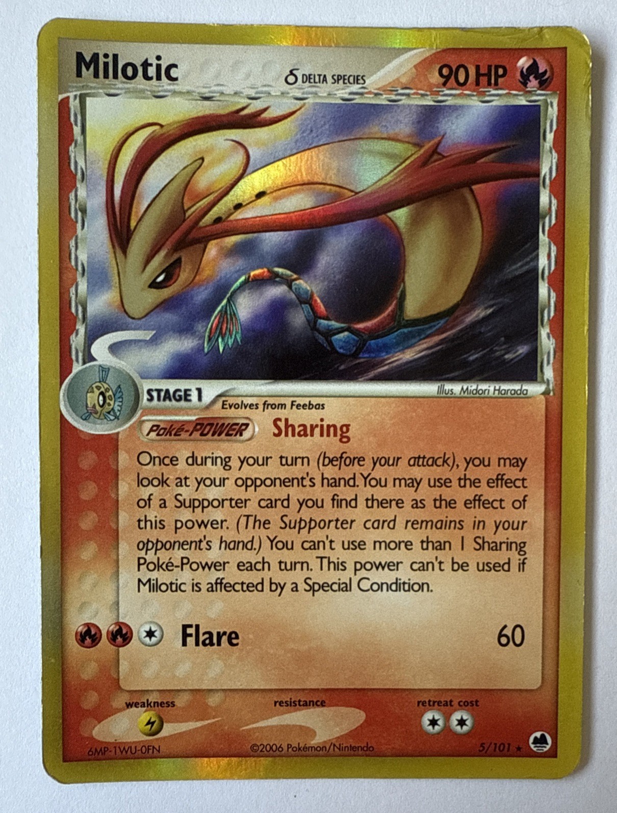 Pokemon TCG: Milotic (Delta Species) 5/101 Dragon Frontiers Reverse Holo