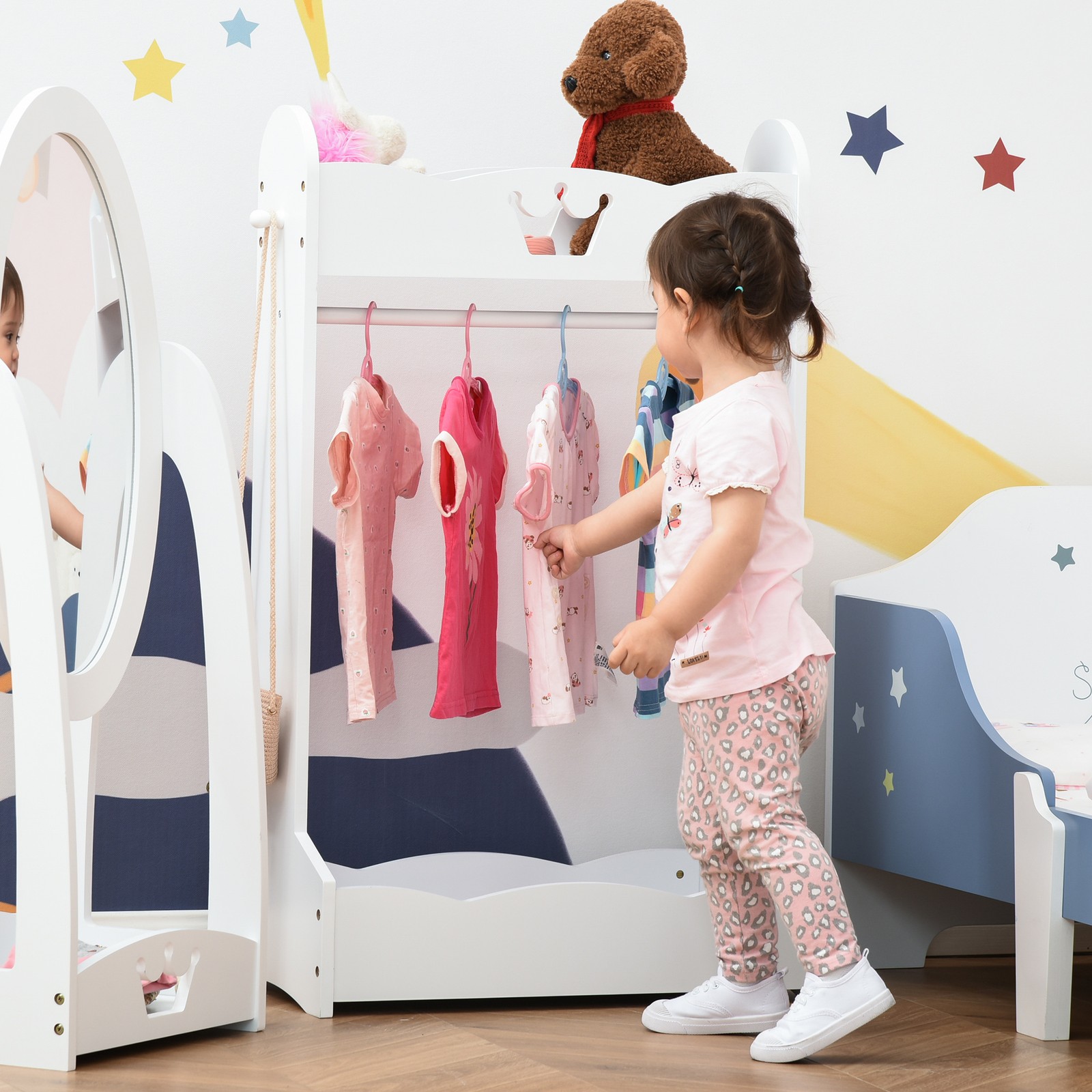 Offerta Appendiabiti Bimbi HOMCOM Bianco - Legno e MDF 103cm - 3