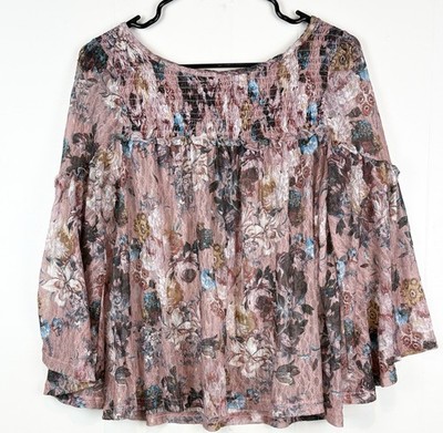 Women's Blouse Boho Stevie Nicks 70s Hippie Lace Bell Sleeves Akemi + Kin, Med