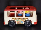Vintage Fisher Price Little People Mini-Bus with 3 Original Family Pieces