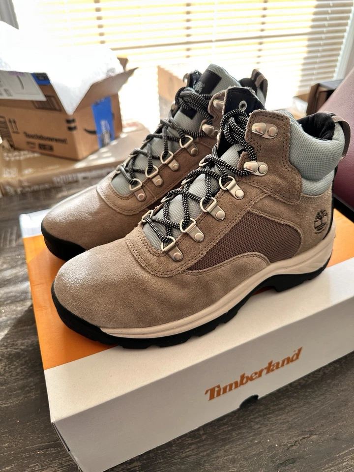 Timberland Mujer Blanco Cornisa Impermeable Medio Senderista Taupe Gamuza Talla 8 M/M Foto 3 de 4