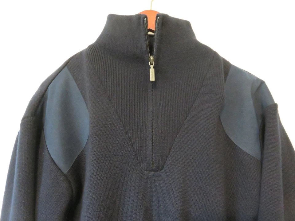 NWOT Barbour Storm Men's Blue Medium Half Zip Merino Wool Sweater Lined Patches - Image 3 of 4