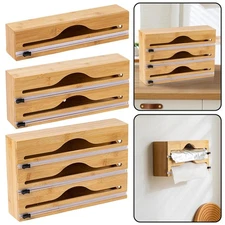 Foil Dispenser with Cutter,wall Mounted Bamboo-foil Cling Film Cutter,kitchen Wr