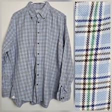 Emanuel Berg Dress Shirt Mens Sz XL 17.5 44 Modern Fit Button Down Cotton Plaid