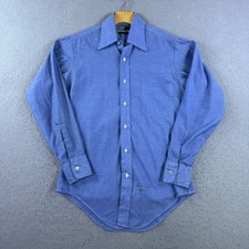 Vintage Sears Perma Prest Dress Shirt Blue 14.5 32 Spread Dacron Combed Cotton