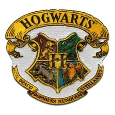 Harry Potter Iron-On Patch: Hogwarts Crest Four Houses w/H Center New Free Ship