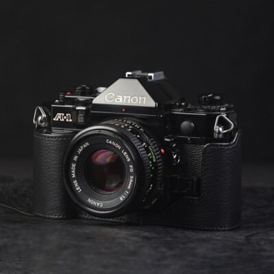For Canon A-1 AE-1 Program Case Real Genuine Leather Half Camera