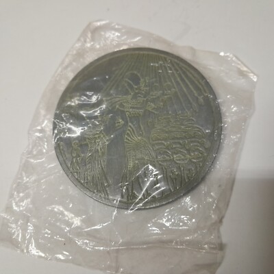 Vintage Ancient Egyptian Gods Hieroglyphics Medallion Coin Token Medal  Pewter  