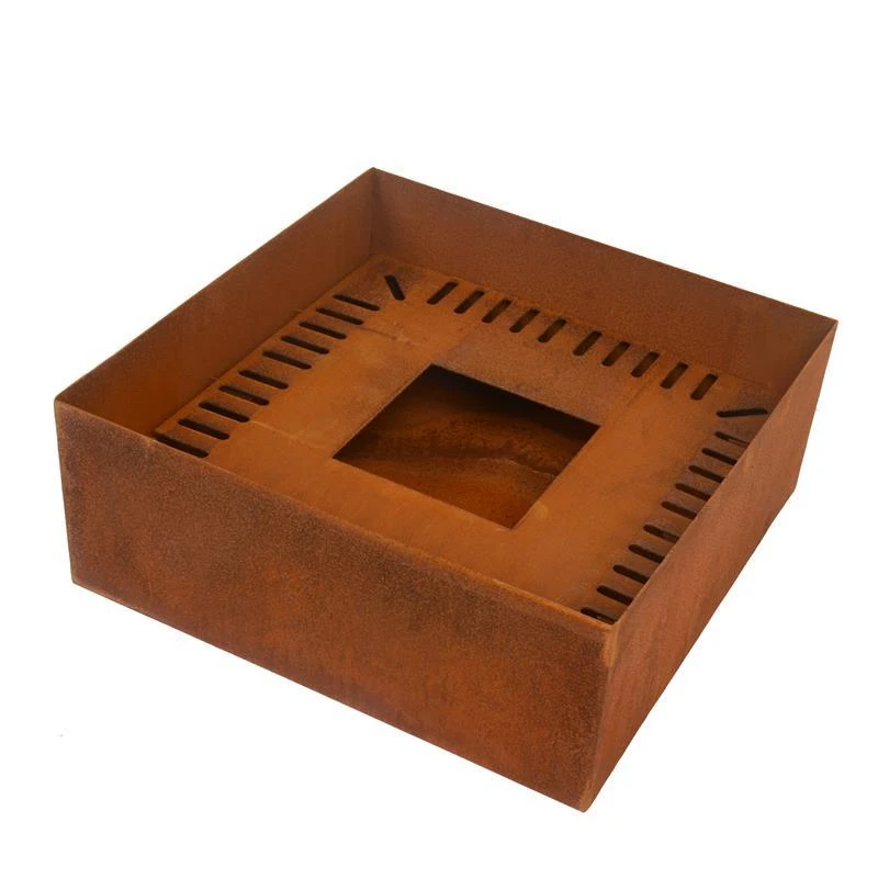 Gartenbrunnen Cortenstahl Brunnen Zierbrunnen Set Springbrunnen Rost 50x50x80 cm - Bild 4 von 4