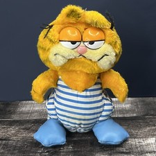 Vintage 1981 Garfield Cat Dakin 8.5" Plush Swim Suit Flippers Stuffed Animal