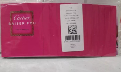 12 X Cartier Baiser Fou Eau de Parfum Spray Samples - 0.05 oz.ea. Carded/SEALED