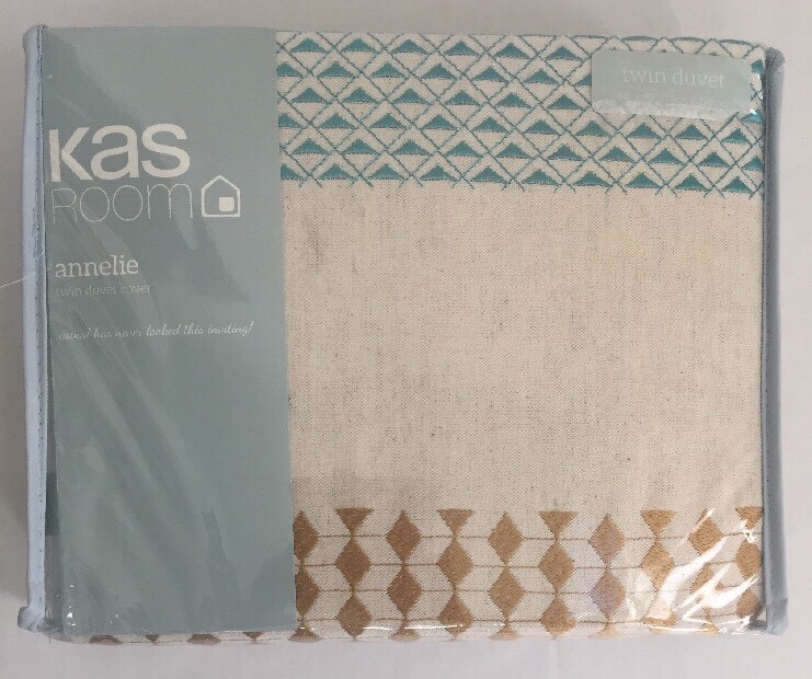 Housse De Couette Double Kas Room Logan - 100% Coton - Gris Jaune Blanc - Livraison Gratuite
