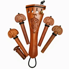 4/4 Carved Violin Tailpiece and Peg, JuJube wood  Violin Accessories Finetuner