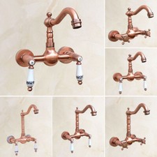 Antique Red Copper Kitchen Faucet Bathroom Sink Mixer Tap Wall Mounted ezh030