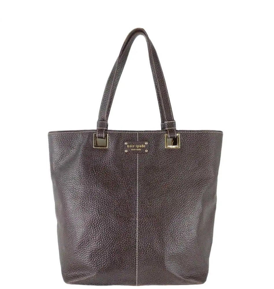 Kate Spade Pebble Leather Large Brown Tote Bag 16x12x5