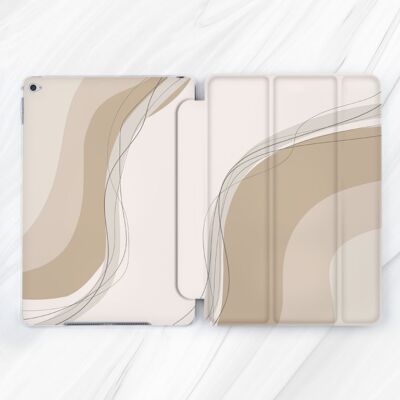 Light Brown Stripes Wave Case For iPad 10.2 10.9 A16 Pro Air 13 11 5 Mini 6 12.9