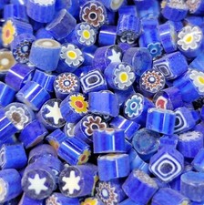 1/2 Pound Blue Mix Millefiori Slices Glass Lampwork Moretti Effetre 104 COE