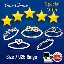Sterling Silver 925 Ring Size 7 Special Hearts, Knots  Leaves