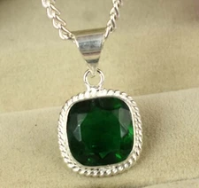 17.15 Ct Certified Natural Green Emerald Cushion Gemstone Pendant New Year Offer