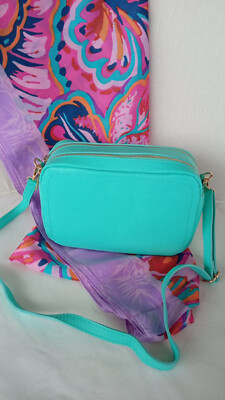 Borsa saponetta MEDIA donna ragazza mano e tracolla VERDE MARE  Vera pelle