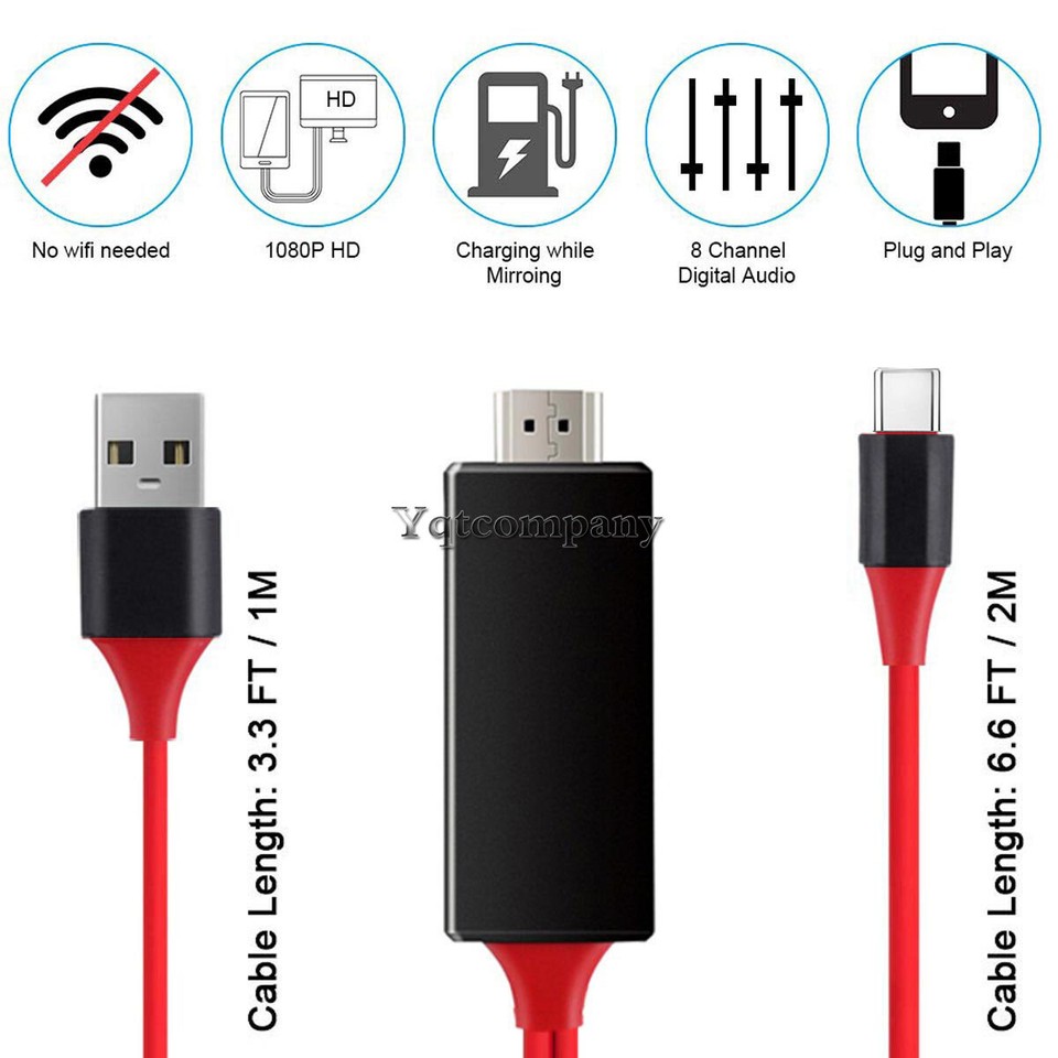 HDMI TypeC Cable Phone to TV Adapter For Samsung S10 S21 S22 S23 S24