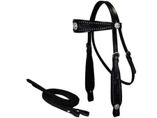 Tahoe Tack Show Midnight Browband Western Headstall w Matching Reins Full Horse