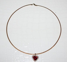 Beautiful 10k Gold Yellow Gold Red Heart Pendant  Necklace - TESTED