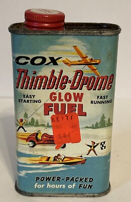Vintage Cox Thimble Drome Glow Fuel Half Pint Can  Sport Flying, Boats, Cars  