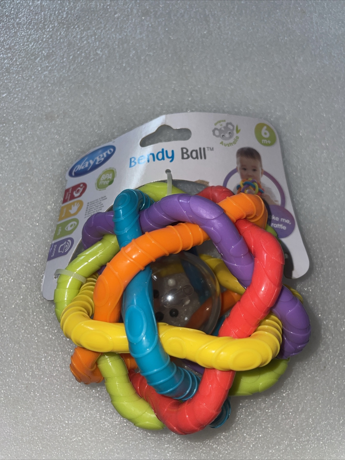 Playgro Bendy Ball BPA Free 6m+ Rattle, Touch, Sound Motor Skills.