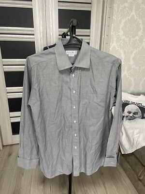 Christian Dior Monsieur  Pur Coton  Dress Shirt Graphite Long Sleeve French Cuff
