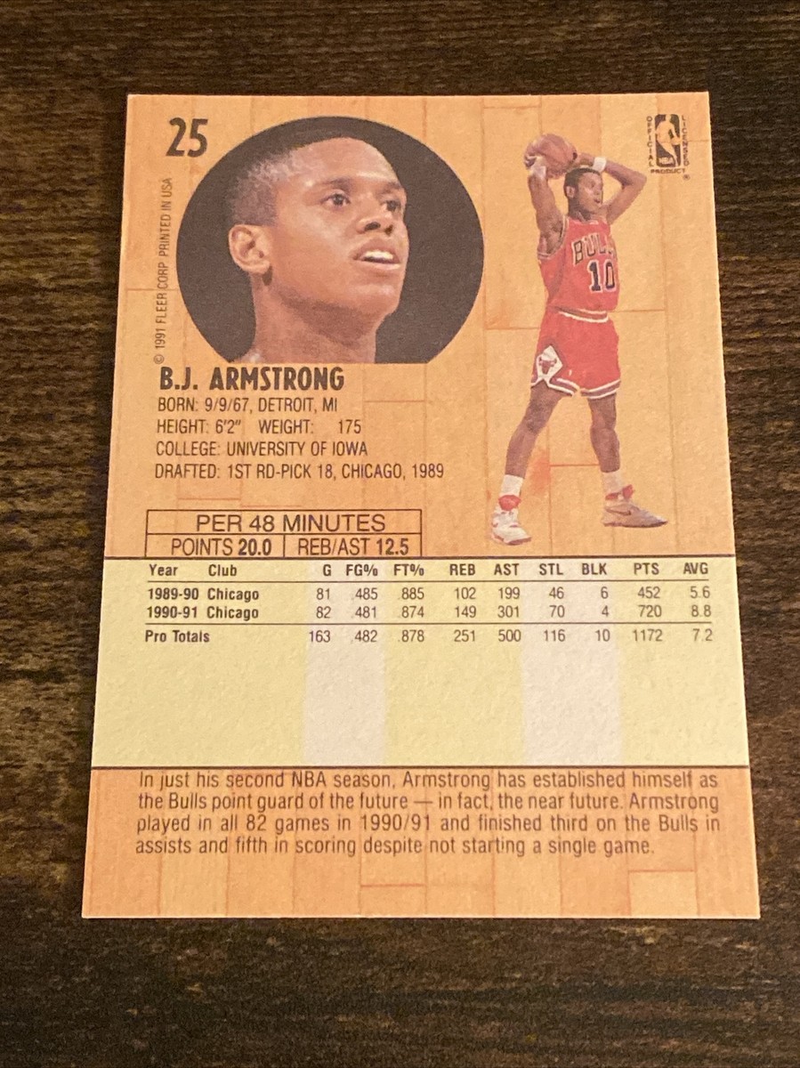 B.J. Armstrong Chicago Bulls 1991 Fleer Basketball Card #25 S23