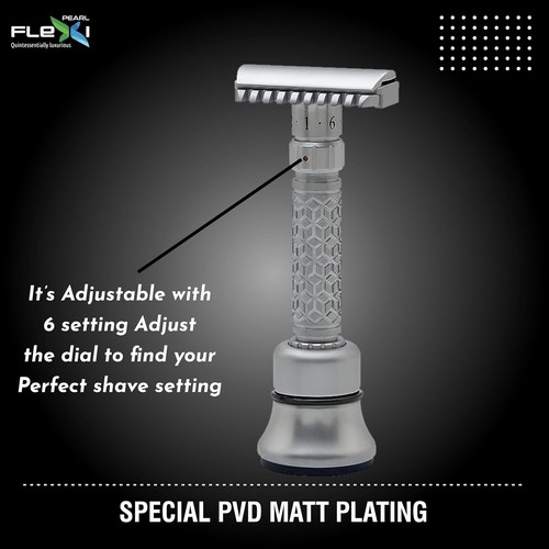 Pearl Flexi Open Pettine Regolabile Sicurezza Ottone Metallo Rasoio 6 Imposta... - Foto 4 di 7