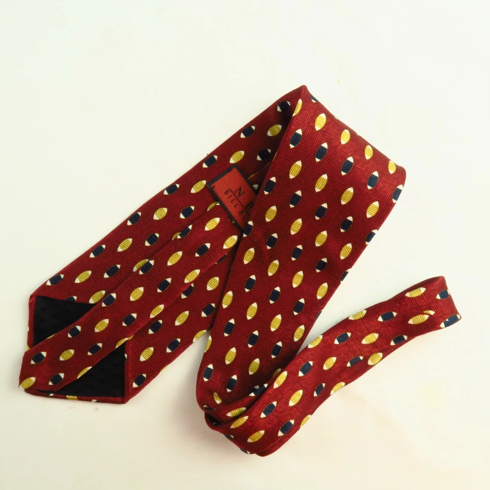 Corbata de cuello vintage Neo Bill Blass para hombre geométrica roja almendra amarilla azul 56"x3,5"  Foto 4 de 4