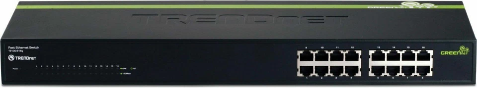TRENDnet TE100-S16g 16-Port 10/100Mbps GREENnet Metal Unmanaged Ethernet Switch - Image 2 of 3