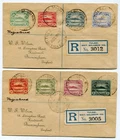 British Solomon Is. 1912 ½d-1s SG 8-14 on two envelopes to England [207]