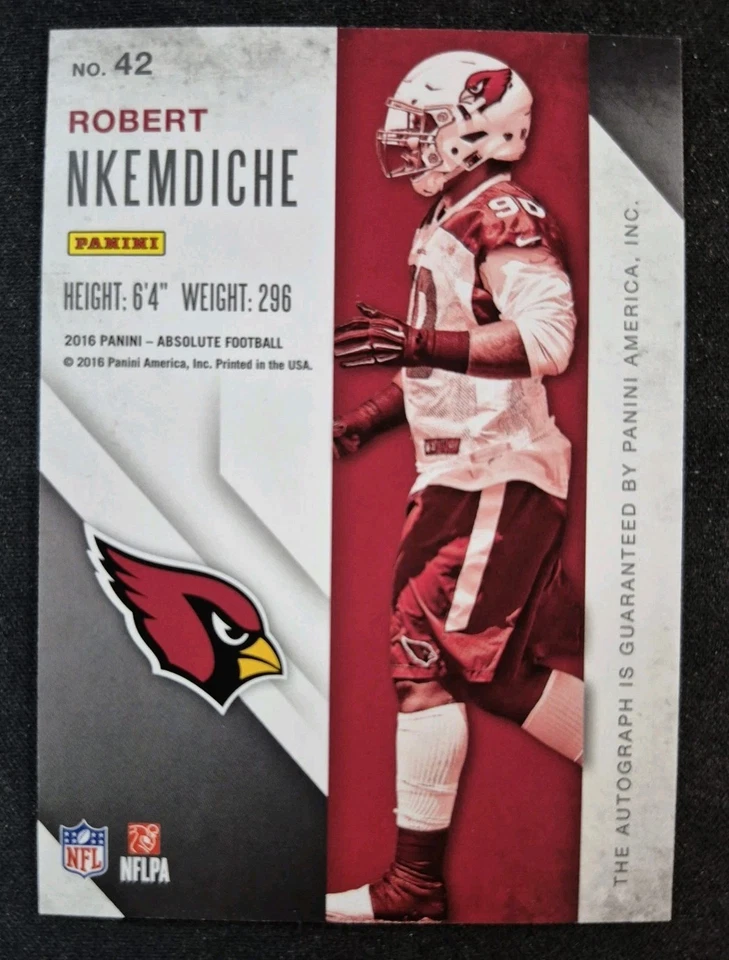 2016 Panini Absolute Rook Ink Blue Robert Nkemdiche #42 Rookie Auto RC Cardinals - Image 2 of 2