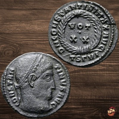   GORGEOUS   Constantine I Follis coin (306-337) Thessalonica VOT XX  @E503