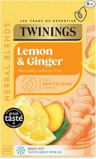 Twinings Lemon and Ginger Flavoured Tea - 80 Biodegradable Bags (Multipack of 4 