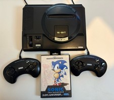 Sega Mega Drive Console 16-Bit Model 1601-05 with Two Controllers and Sonic Game