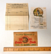 Original Creek Chub Ephemera - Dealer Box Paper Label, Order Form, and Catalog