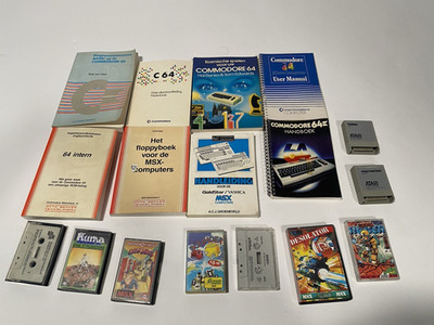 bundle VINTAGE COMPUTER books & tapes (Commodore 64/MSX/Atari) joblot