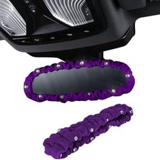 Elastic Plush Auto Rearview Mirror Cover Bling Rearview Mirror purple